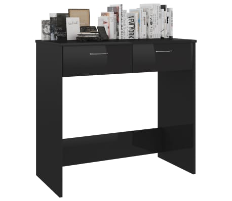 vidaXL Desk High Gloss Black 80x40x75 cm Engineered Wood