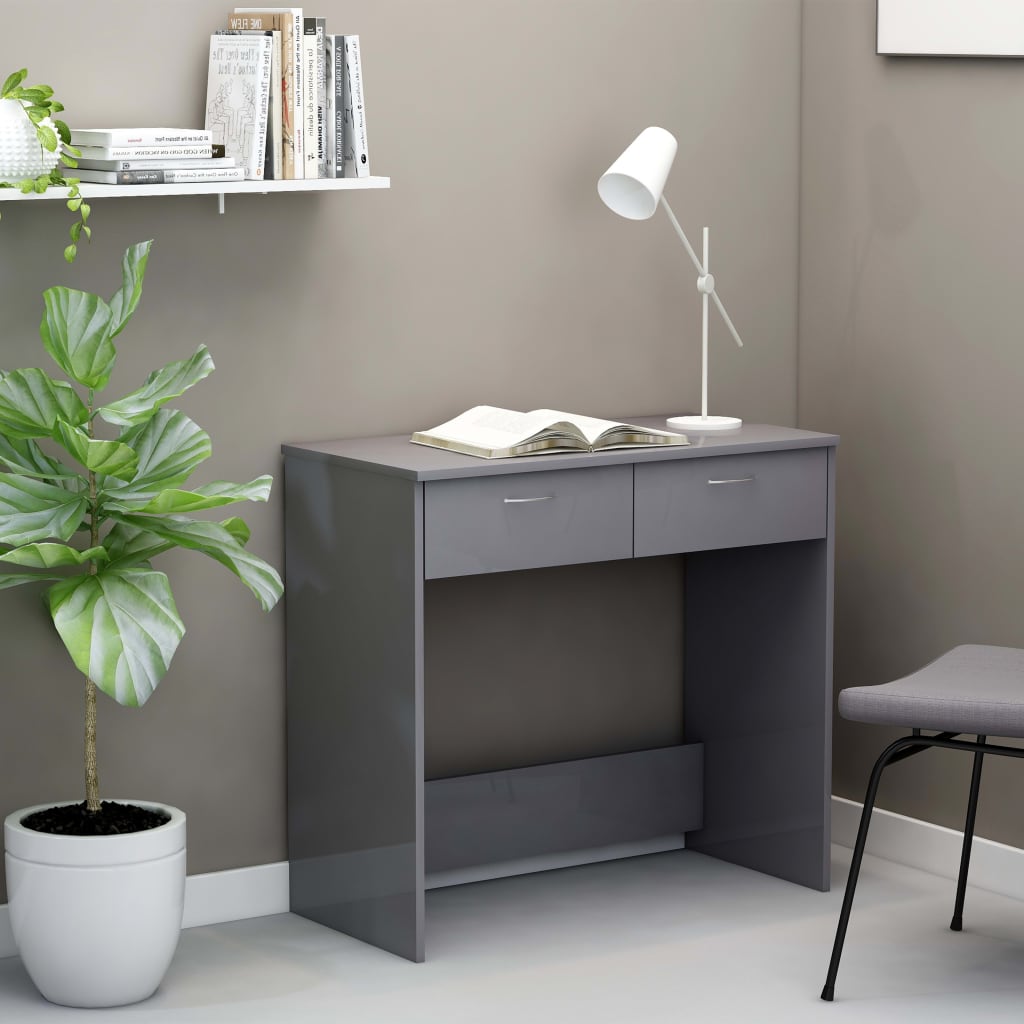 

vidaXL Bureau 80x40x75 cm spaanplaat hoogglans grijs