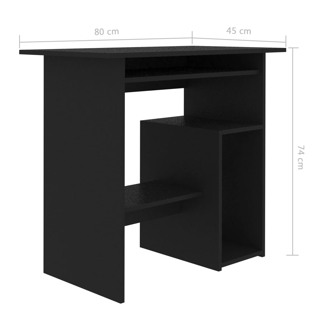 imagem de vidaXL Secretária 80x45x74 cm derivados de madeira preto8