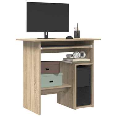 Handla vidaXL Skrivbord sonoma ek 80x45x74 cm spånskiva Bästa vidaXL Skrivbord med 2 hyllor gråek online