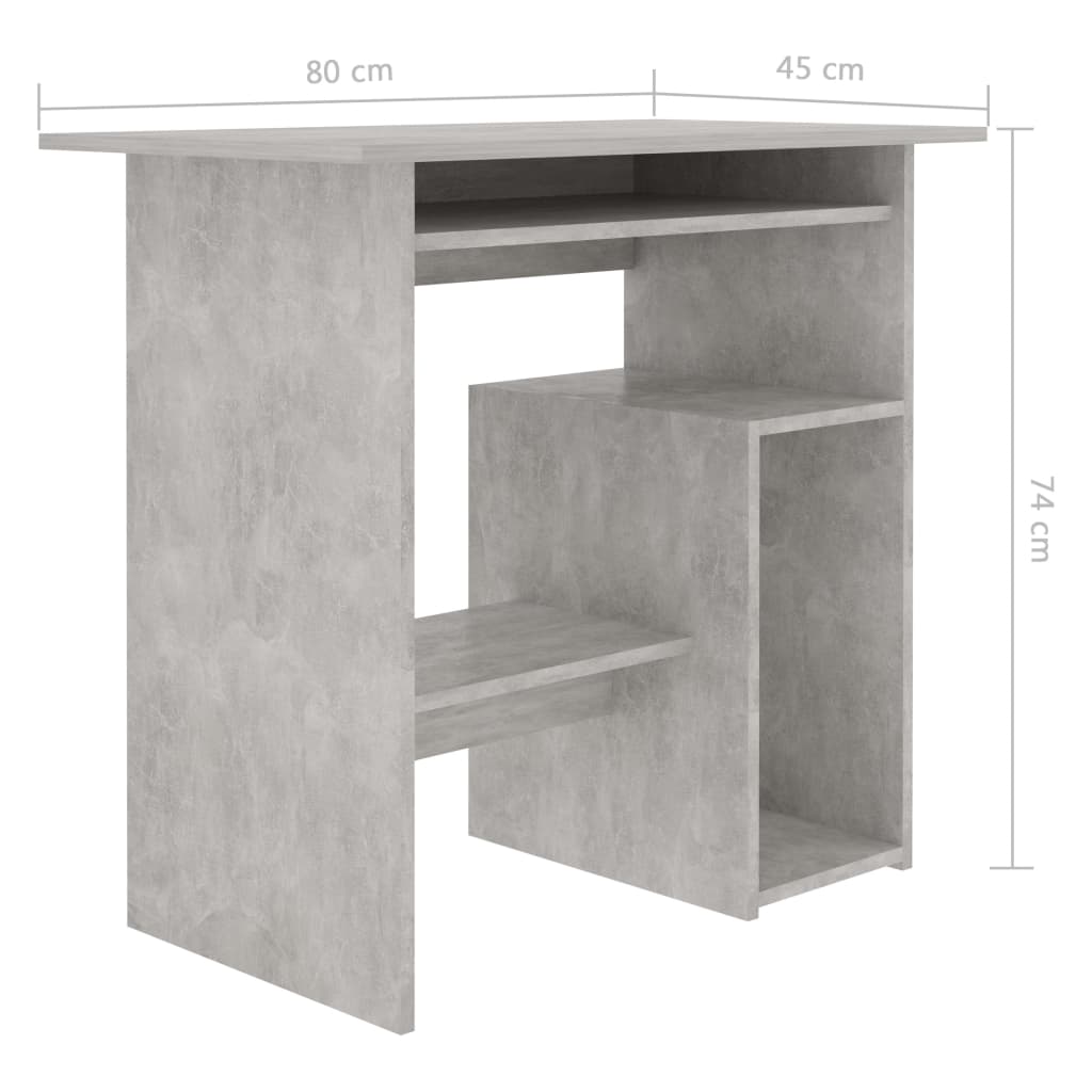 imagem de vidaXL Secretária 80x45x74 cm derivados de madeira cinzento cimento8