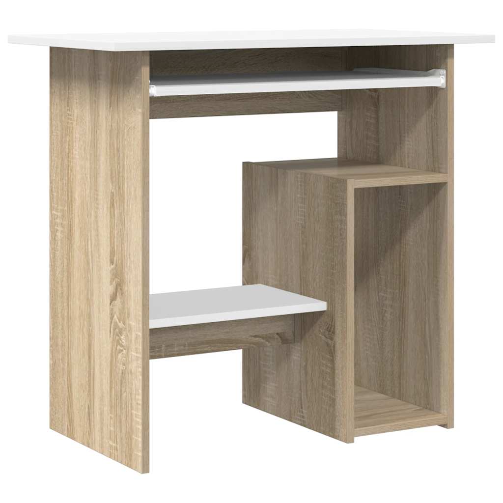 

vidaXL Desk White and Sonoma Oak 31.5"x17.7"x29.1" Engineered Wood