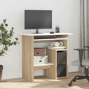 vidaXL Письмовий стіл Білий і дуб сонома 80x45x74 см ДСП