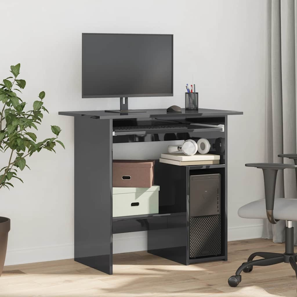 

vidaXL Bureau 80x45x74 cm spaanplaat hoogglans grijs