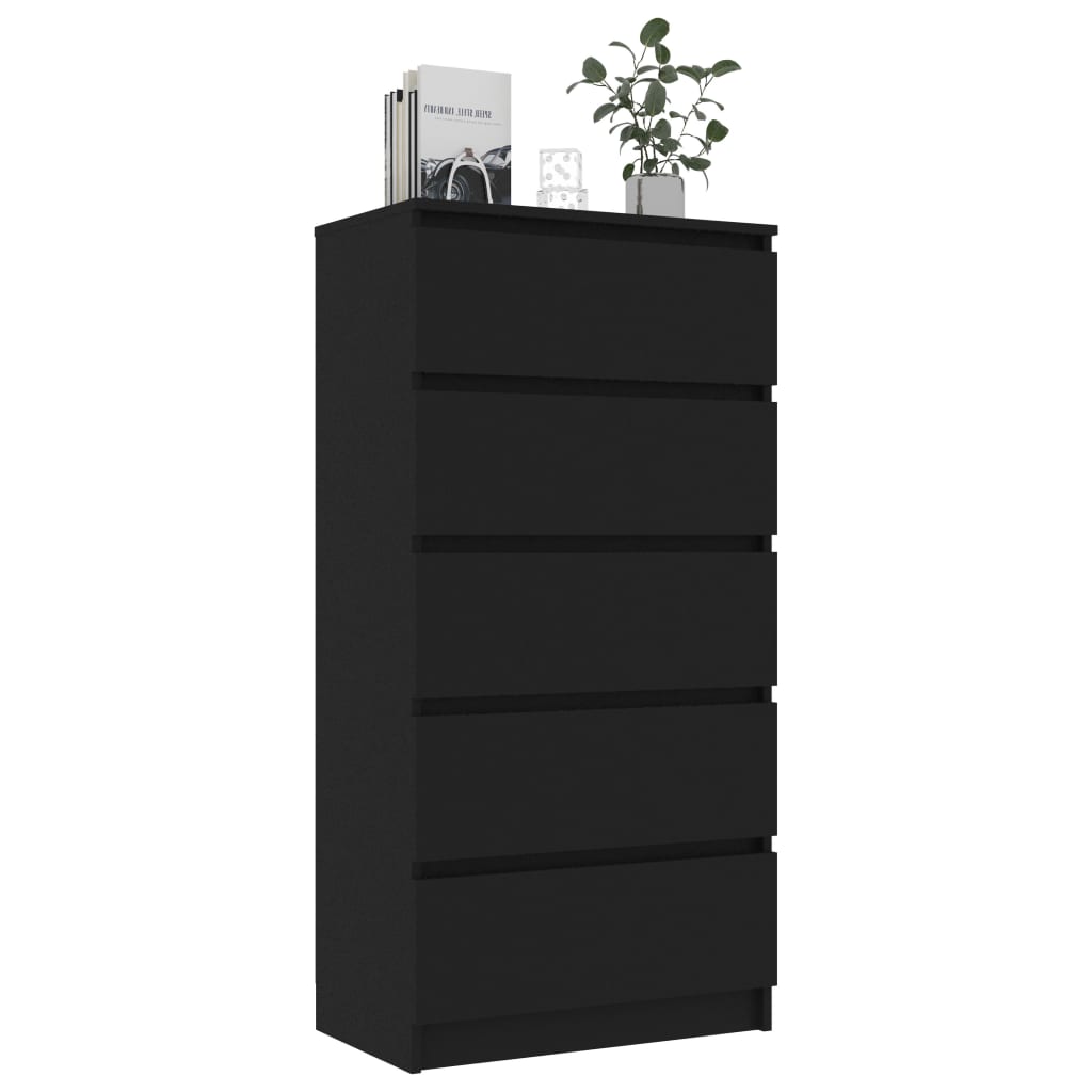 vidaXL Komoda so zásuvkami, čierna 60x35x121 cm, kompozitné drevo