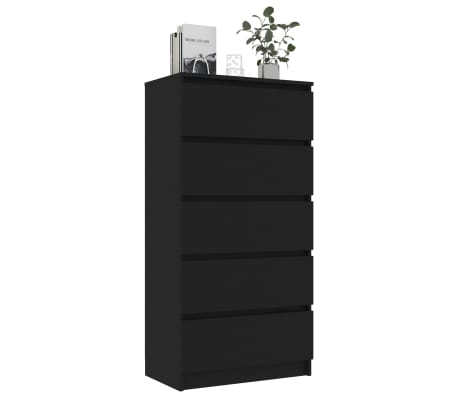 vidaXL Credenza con Cassetti Nera 60x35x121 cm in Legno Multistrato