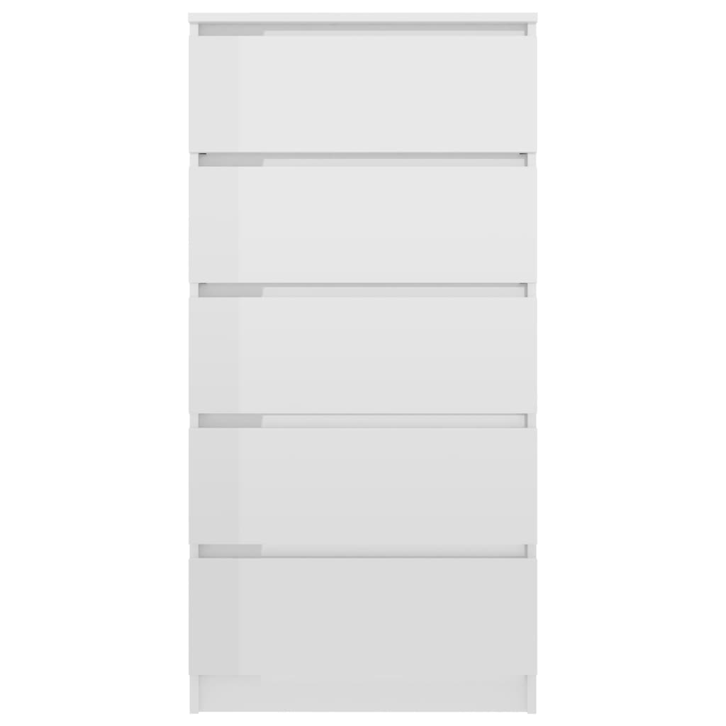 Sideboard mit Schubladen Hochglanz-Weiß 60x35x121 cm Spanplatte