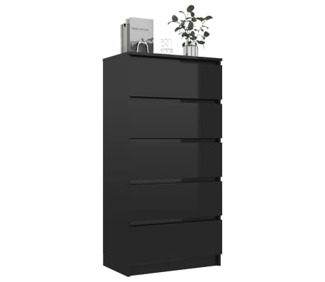 vidaXL Drawer Sideboard High Gloss Black 60x35x121 cm Engineered Wood
