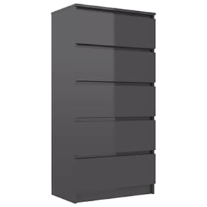 Příborník se zásuvkami šedý vysoký lesk 60x35x121cm dřevotříska - obrázek 2