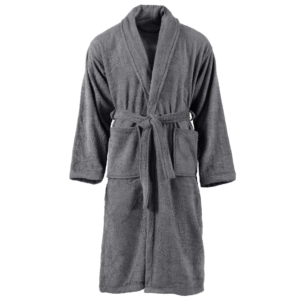 vidaXL Halat de baie unisex Terry, antracit, bumbac 100%, mărime M vidaxl.ro
