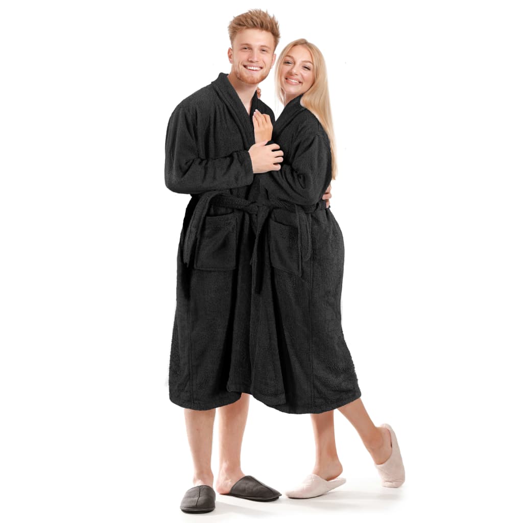 

vidaXL Badjas unisex badstof S 100% katoen zwart