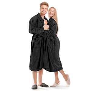 vidaXL Frottee-Bademantel Unisex 100 % Baumwolle Schwarz S
