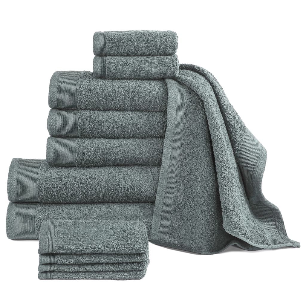12-tlg. Handtuch-Set Baumwolle 450 g/m² Grün kaufen