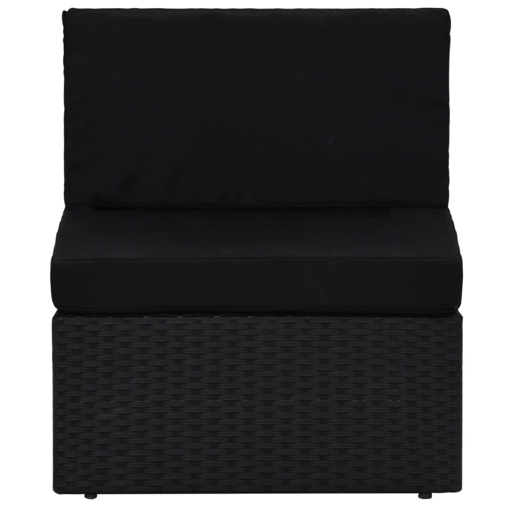 vidaXL Модулен междинен диван, полиратан, черен