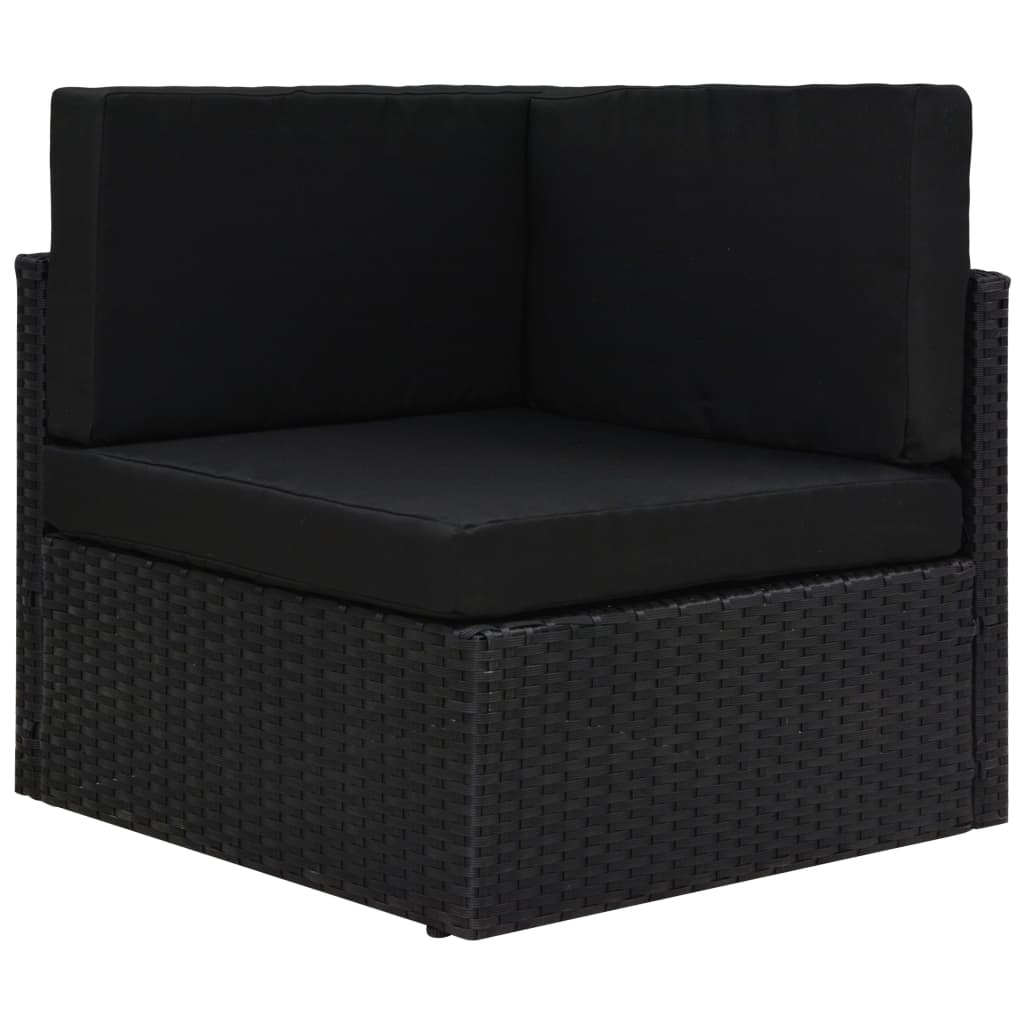 vidaXL Modulares Sofa-Eckteil Poly Rattan Schwarz
