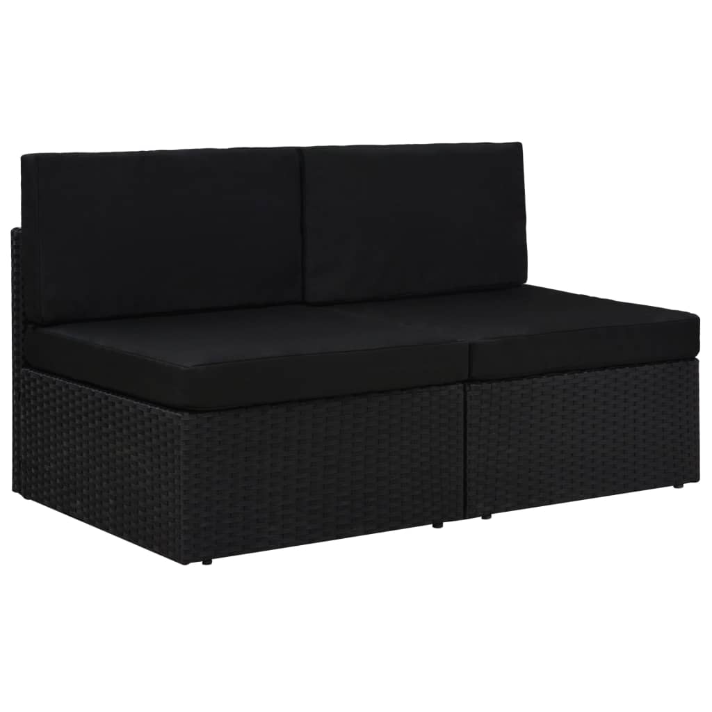 Modulares 2-Sitzer-Sofa Poly Rattan Schwarz kaufen