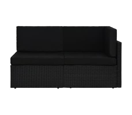 vidaXL Canap&eacute; sectionnel 2 places R&eacute;sine tress&eacute;e Noir