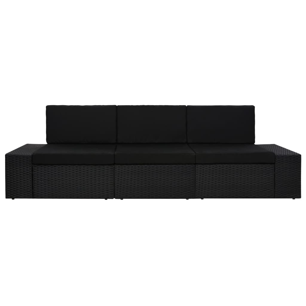 Thumbnail - vidaXL Modulares 3-Sitzer-Sofa Poly Rattan Schwarz