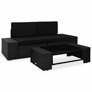 vidaXL 3-osaline aiam&ouml;&ouml;blikomplekt, pol&uuml;rotang, must