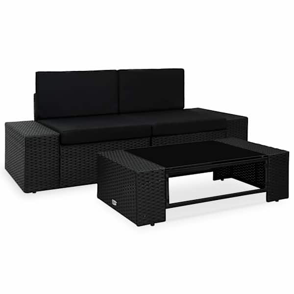 vidaXL 3-osaline aiam&ouml;&ouml;blikomplekt, pol&uuml;rotang, must