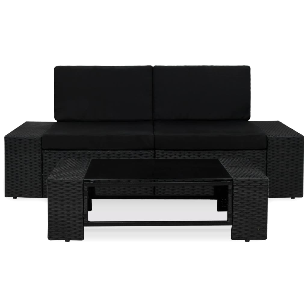 Thumbnail - vidaXL 3-tlg. Garten-Lounge-Set Poly Rattan Schwarz