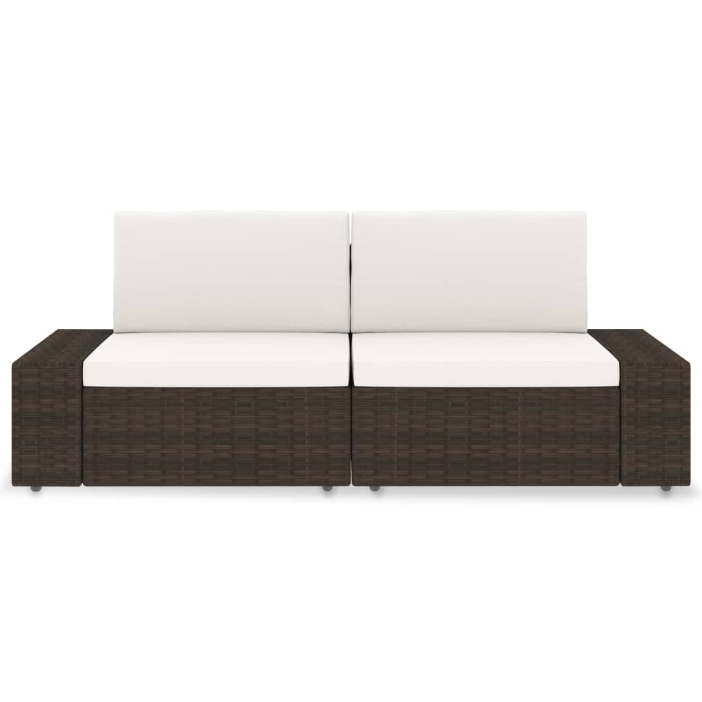 Thumbnail - vidaXL Modulares 2-Sitzer-Sofa Poly Rattan Braun