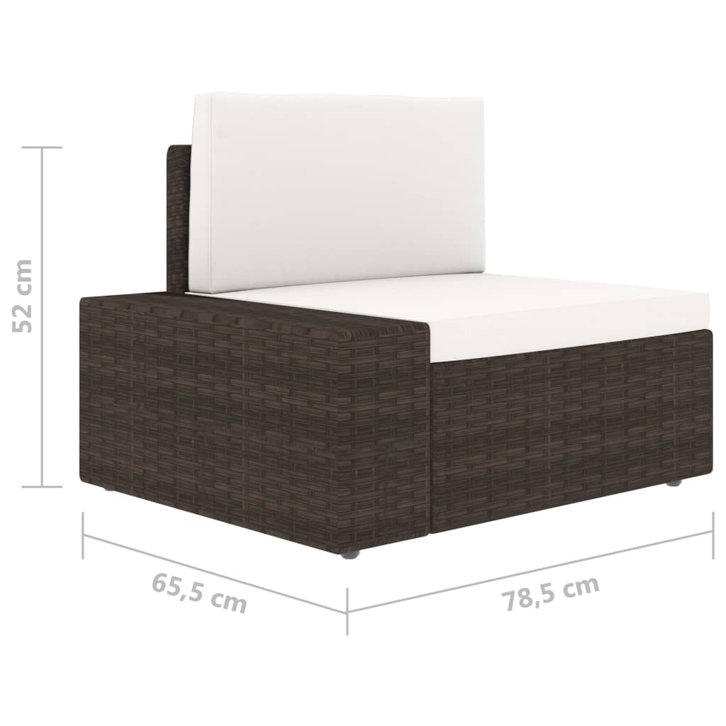 Sofa modułowa 2-osobowa, rattan PE, brązowa