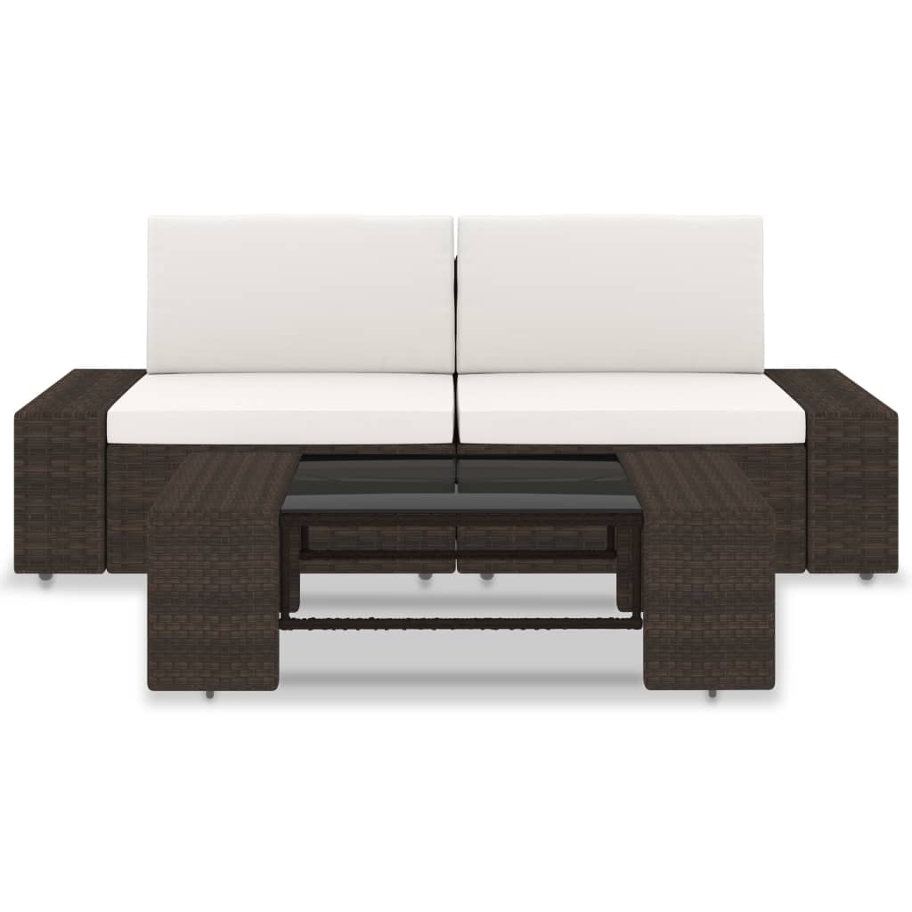 Thumbnail - vidaXL 3-tlg. Garten-Lounge-Set Poly Rattan Braun