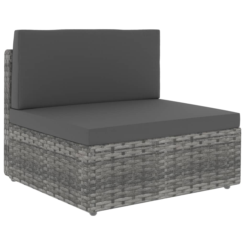 vidaXL Modulares Mittelsofa Poly Rattan Grau