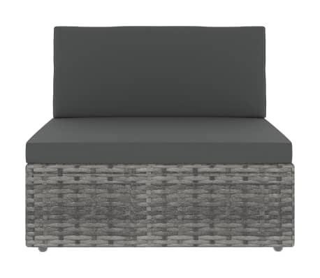 vidaXL Sectional Middle Sofa Poly Rattan Grey