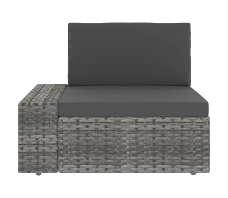 vidaXL Sectional Corner Sofa with Right Armrest Poly Rattan Grey