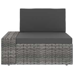 vidaXL Sectional Corner Sofa with Right Armrest Poly Rattan Grey