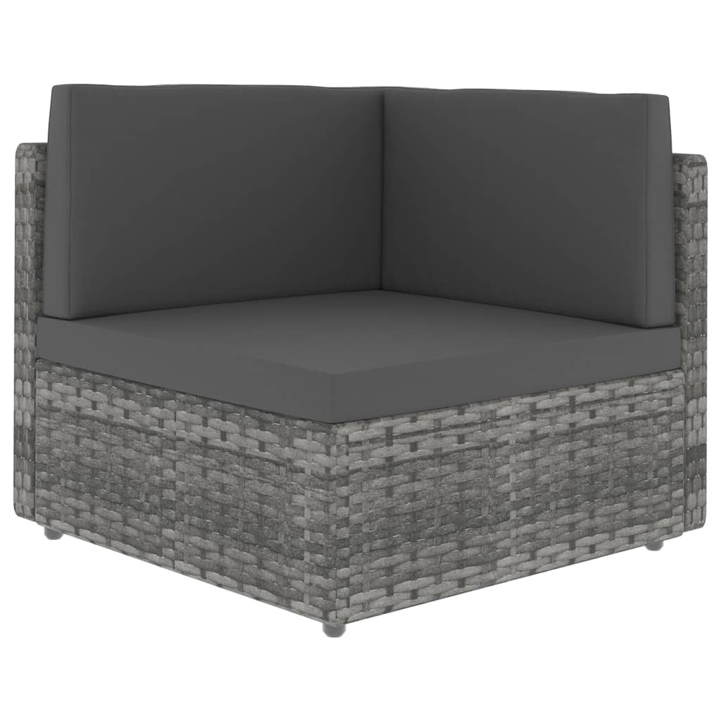 vidaXL Modulares Sofa-Eckteil Poly Rattan Grau