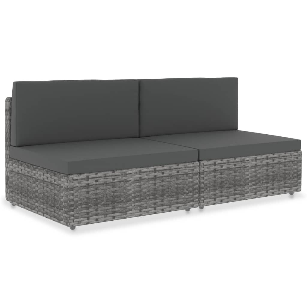 Modulares 2-Sitzer-Sofa Poly Rattan Grau kaufen