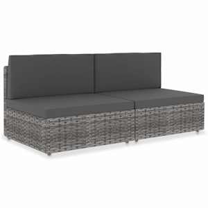 vidaXL sektsiooniline diivan, 2-kohaline, pol&uuml;rotang, hall