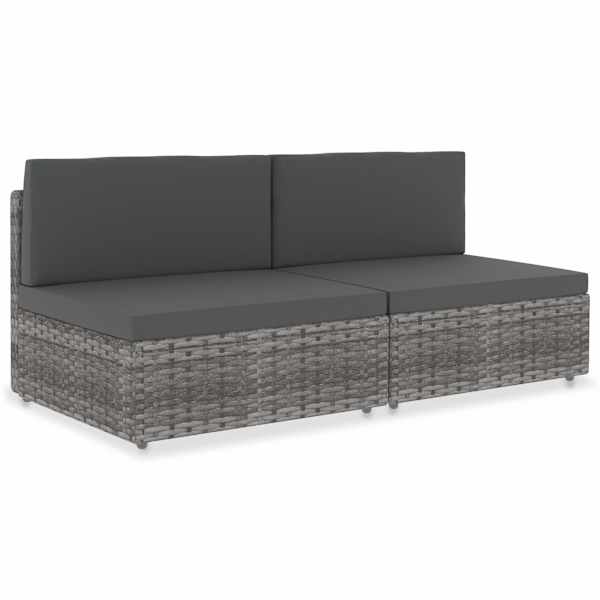 vidaXL sektsiooniline diivan, 2-kohaline, pol&uuml;rotang, hall