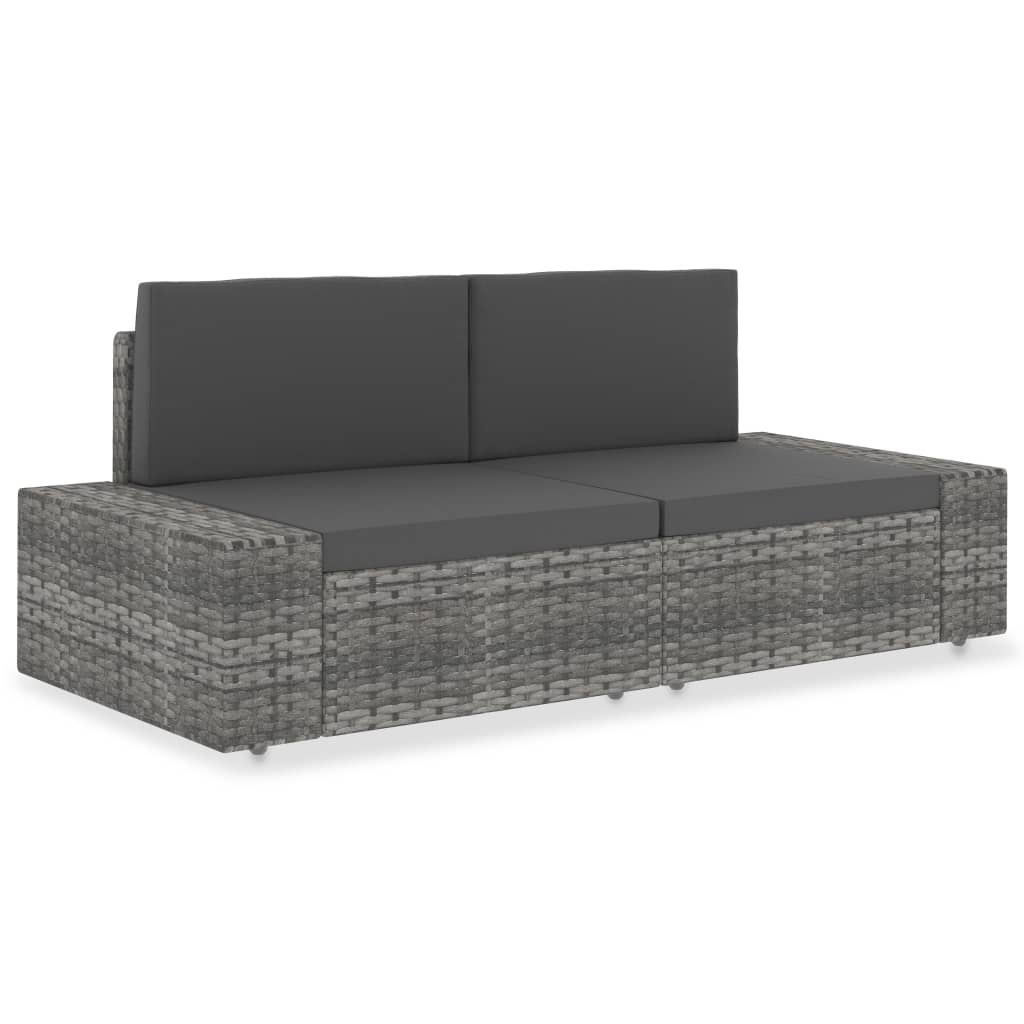 vidaXL Modulares 2-Sitzer-Sofa Poly Rattan Grau