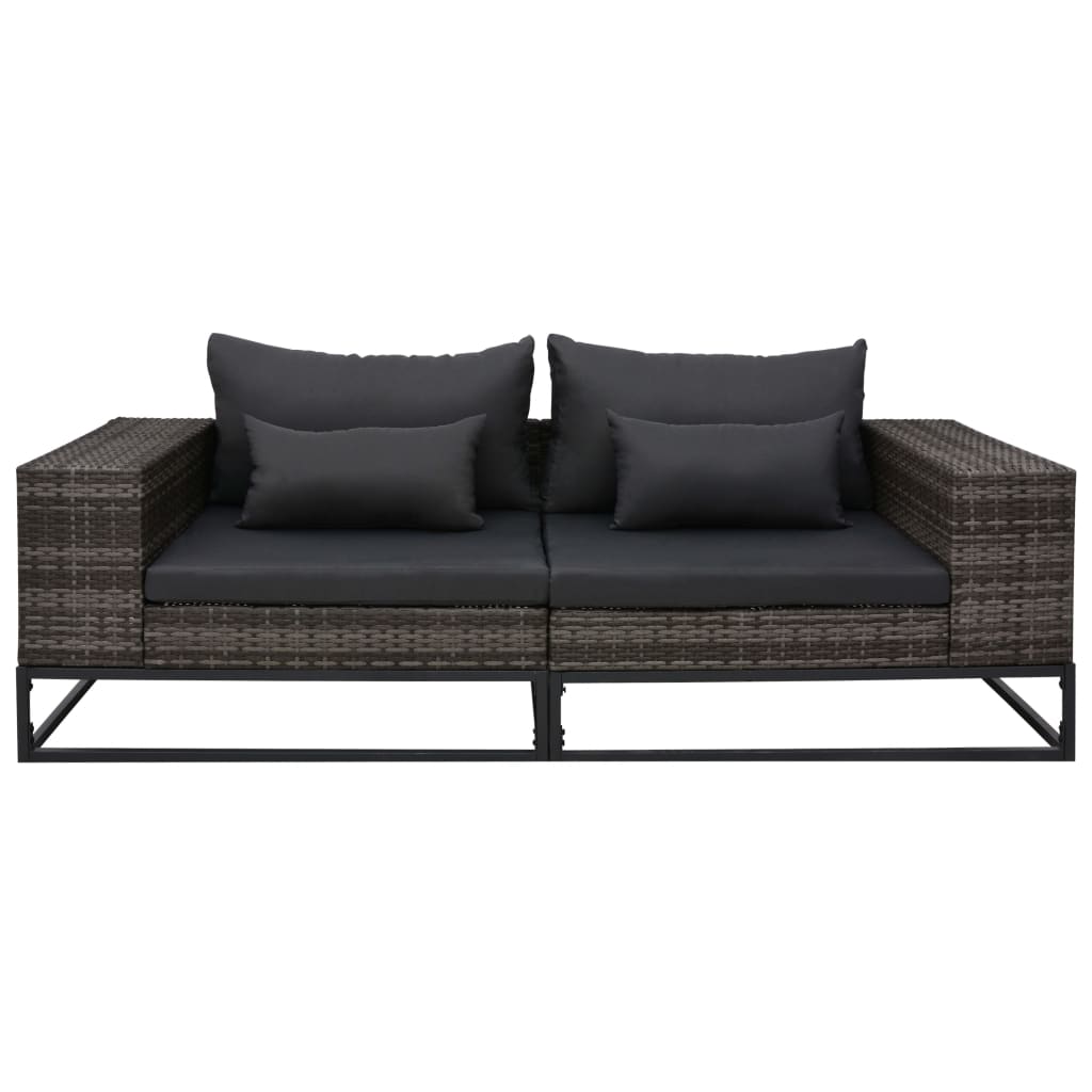 

vidaXL 2-delige Loungeset met kussens poly rattan grijs