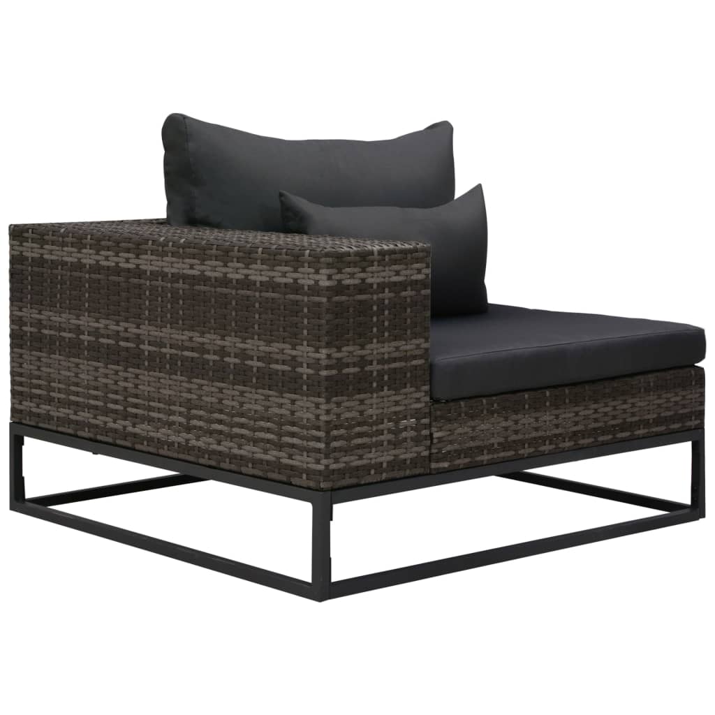 3 Piece Garden Sofa Set with Cushions Poly Rattan Grey - Decor Furniture