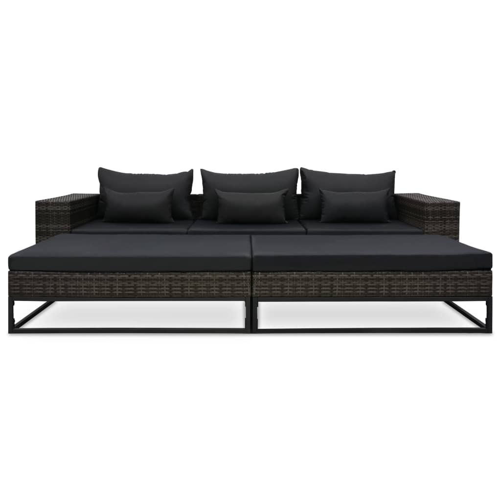 vidaXL 5-delige Loungeset met kussens poly rattan grijs afbeelding