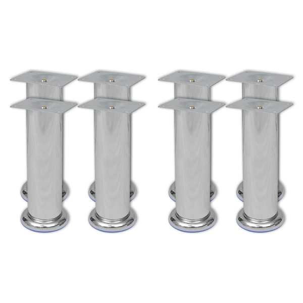 vidaXL diivanijalad 8 tk, &uuml;mmargused, kroom, 180 mm