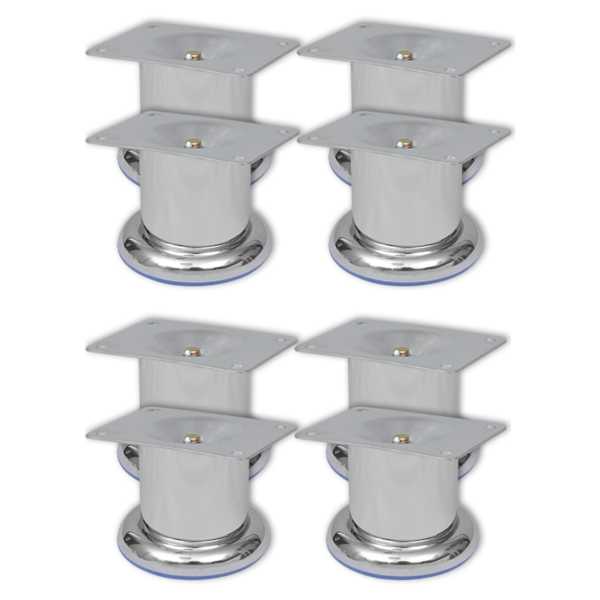 vidaXL diivanijalad 8 tk, &uuml;mmargused, kroom, 60 mm