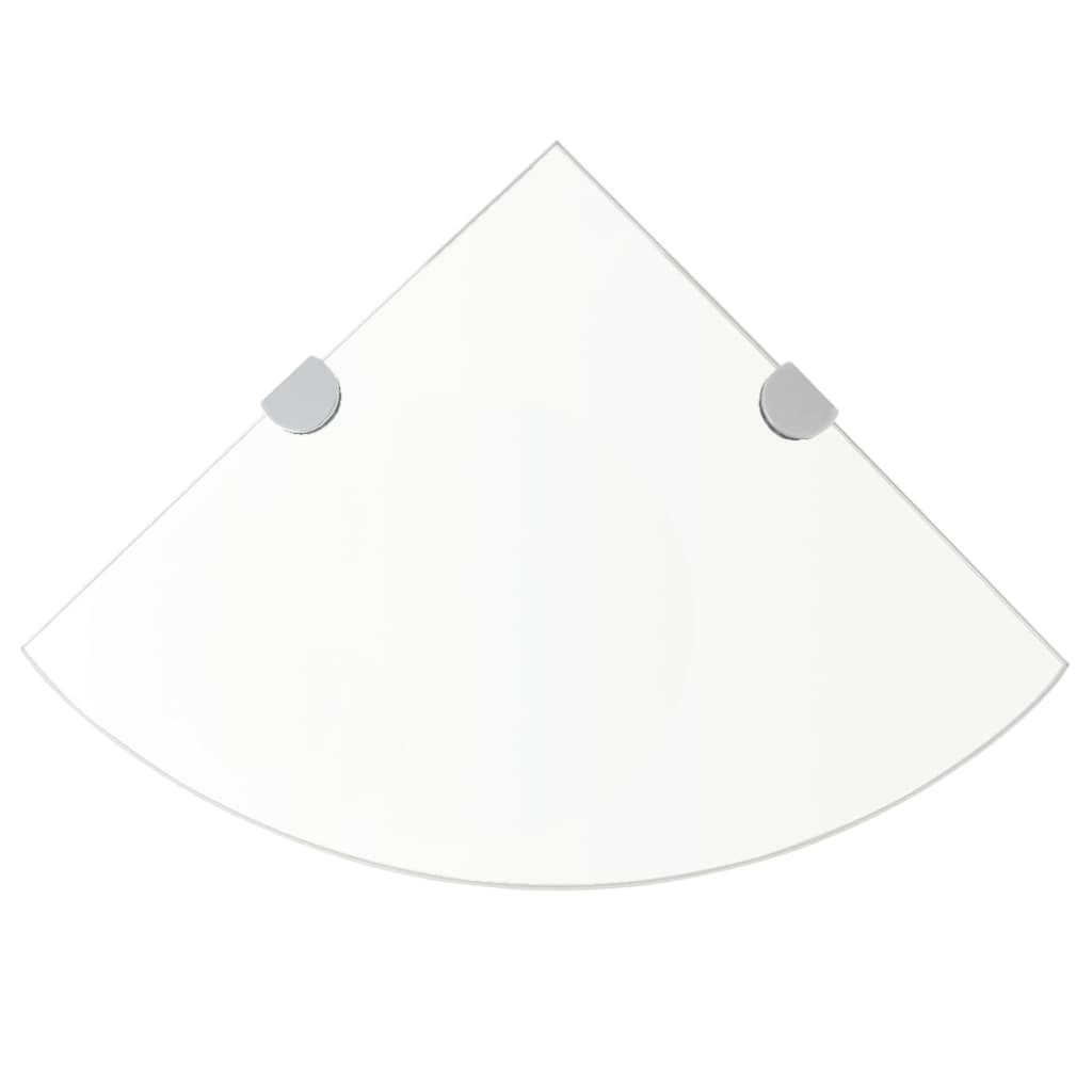 vidaXL Kulmahyllyt 2 kpl kromisilla kiinnikkeillä kirkas lasi 25x25 cm