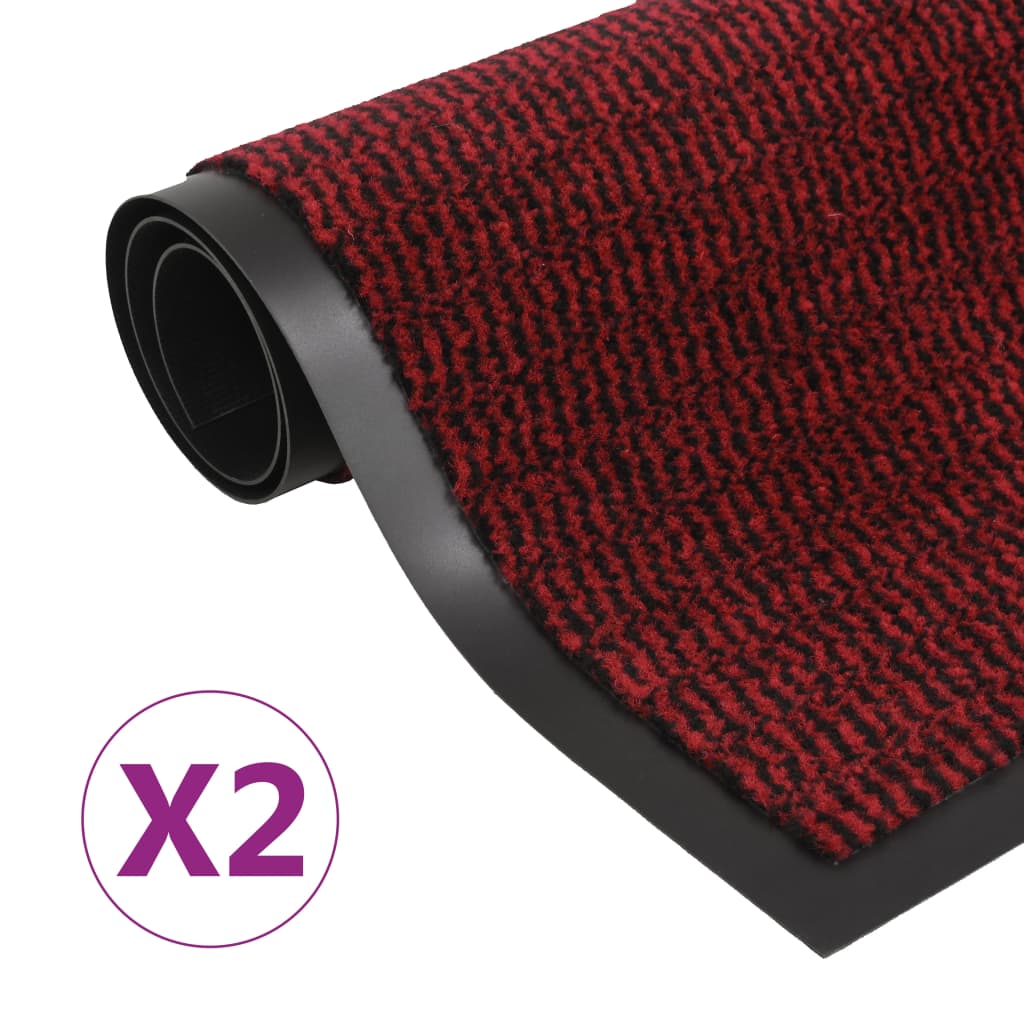 vidaXL Droogloopmatten 2 st rechthoekig getuft 40×60 cm rood