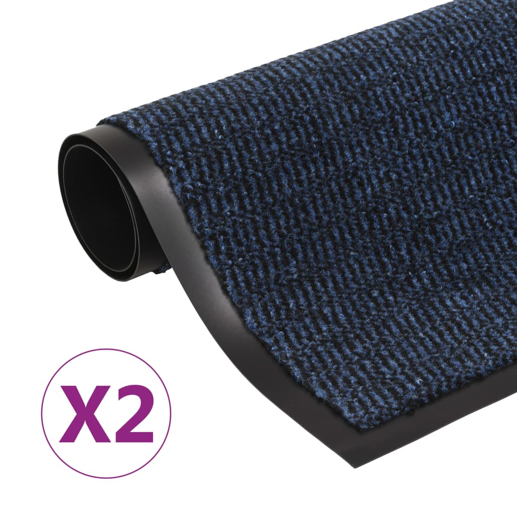 vidaXL Kuramatot 2 kpl suorakulmainen nukkapinta 60×90 cm sininen