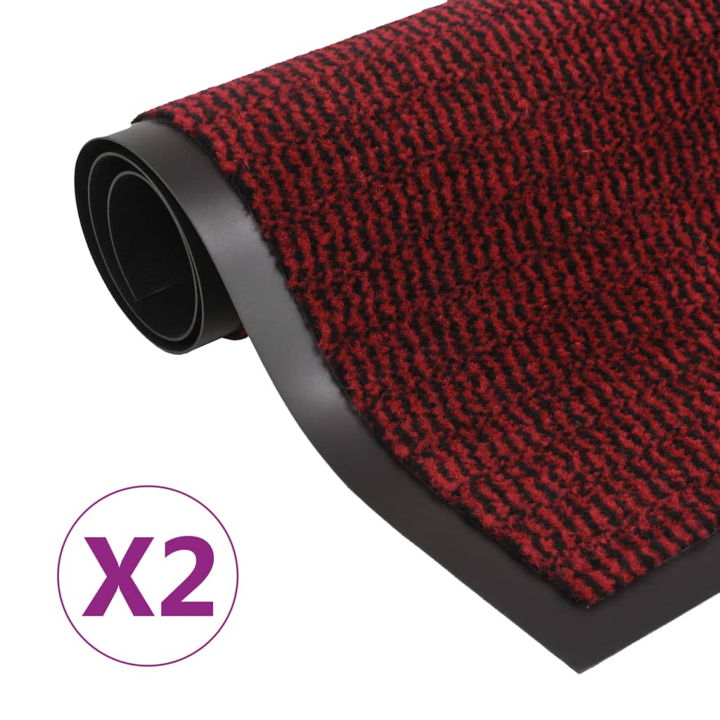vidaXL Kuramatot 2 kpl suorakulmainen nukkapinta 90×150 cm punainen