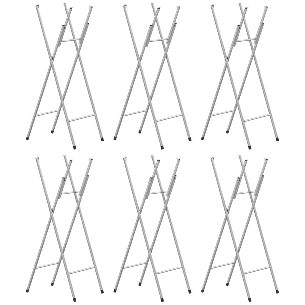 vidaXL Taitettavat pöydänjalat 6kpl hopea 45x55x112cm galvanoitu teräs