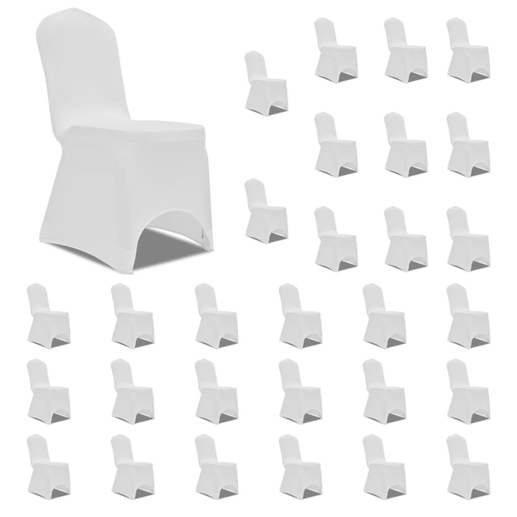 vidaXL Housses élastiques de chaise Blanc 30 pcs