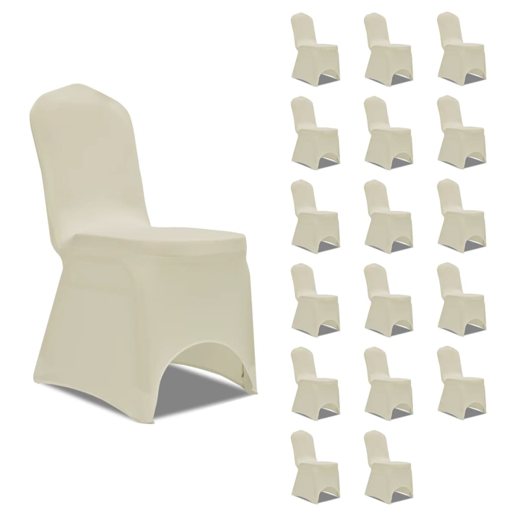 vidaXL Huse elastice pentru scaun, 18 buc., crem buc. imagine model 2022