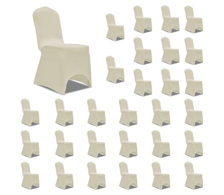 vidaXL Housses élastiques de chaise Crème 30 pcs vidaXL Housses élastiques de chaise Crème 30 pcs